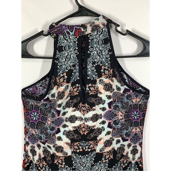 Xhilaration Women’s Sleeveless Mini Halter Dress Black Multicolor Size Small - Picture 6 of 9